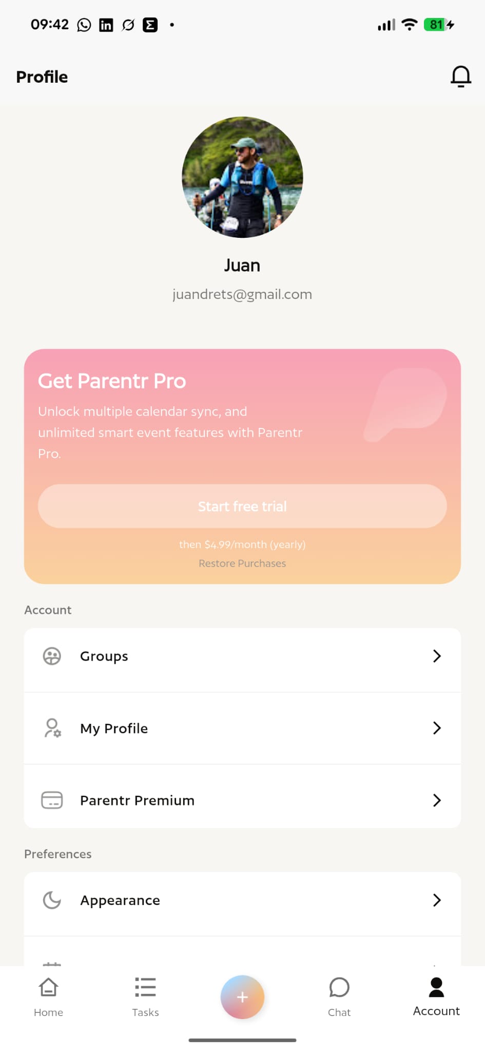 Profile & Parentr Pro